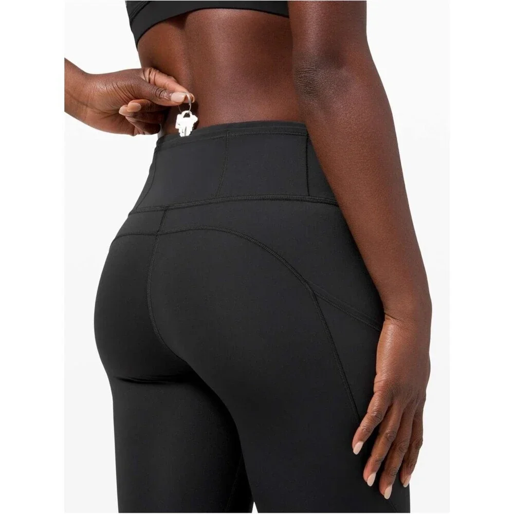 Lululemon Fast & Free Crop Leggings Size 4 US Black Nulux Running 19” Inseam